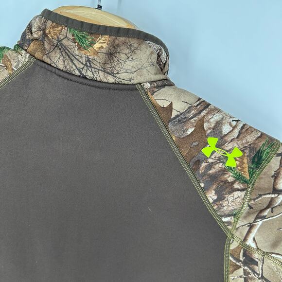 Men's M Under Armour Scent Control Realtree Camo half 1/2 zip fleece jacket - Picture 7 of 8